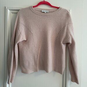 White + Warren: Light Pink Waffle Knit Sweater, Size Small